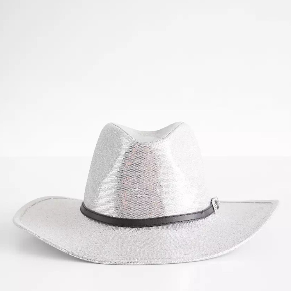 NEW Silver Cowboy Festival Hat Beyoncé Rennaisance Fedora Western